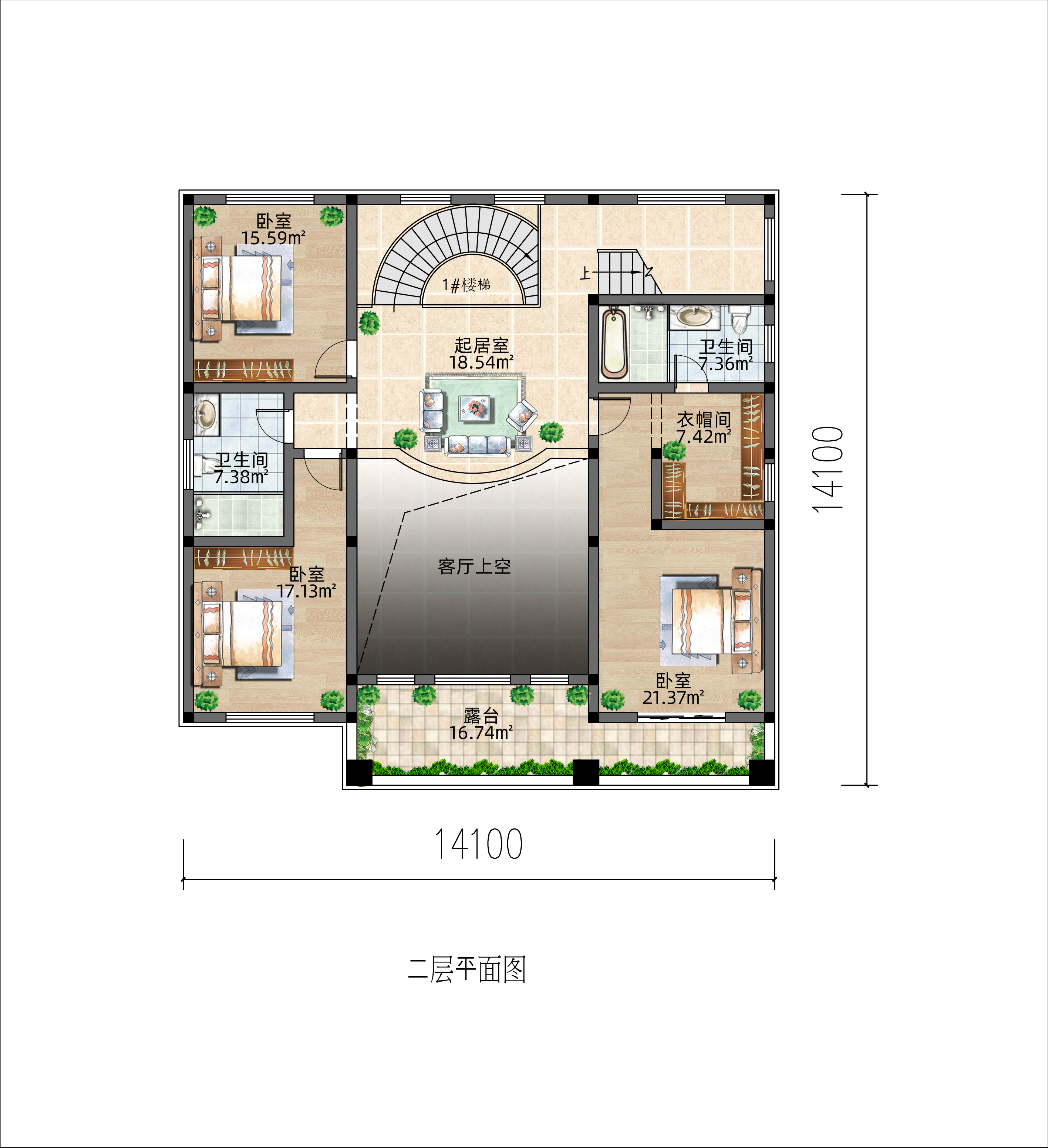带露天泳池住宅，搭配蓝色坡屋顶更具童话感