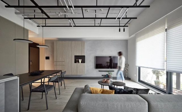 |117平北欧风三居室， ?? 客厅的天花板以鸟巢概念