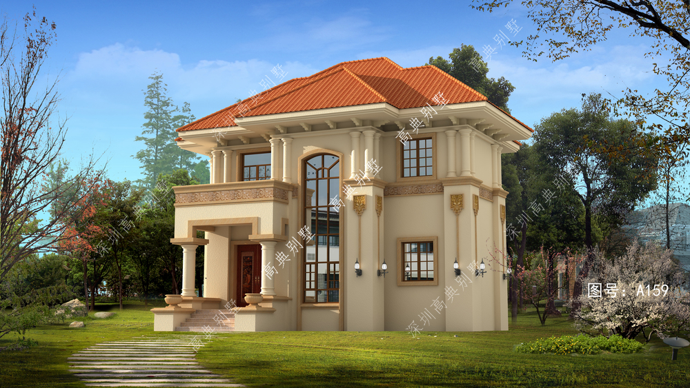 这款欧式两层别墅，外观漂亮，档次高，造价低，人人都能建造。