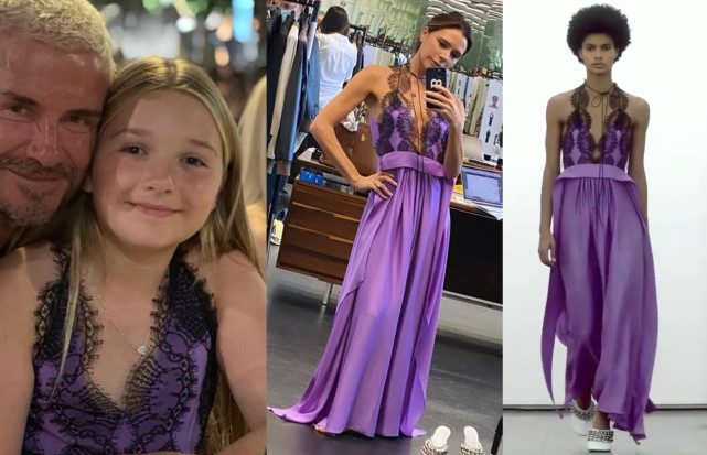 哈珀·贝克汉姆|贝克汉姆与女儿亲密同框，10岁小七身穿与妈妈同款晚礼服超时尚