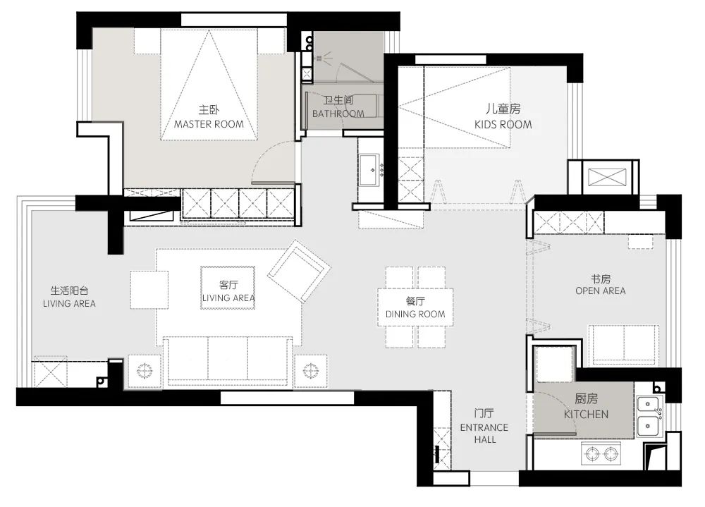 |69㎡平小家,两房变三房,收纳满分