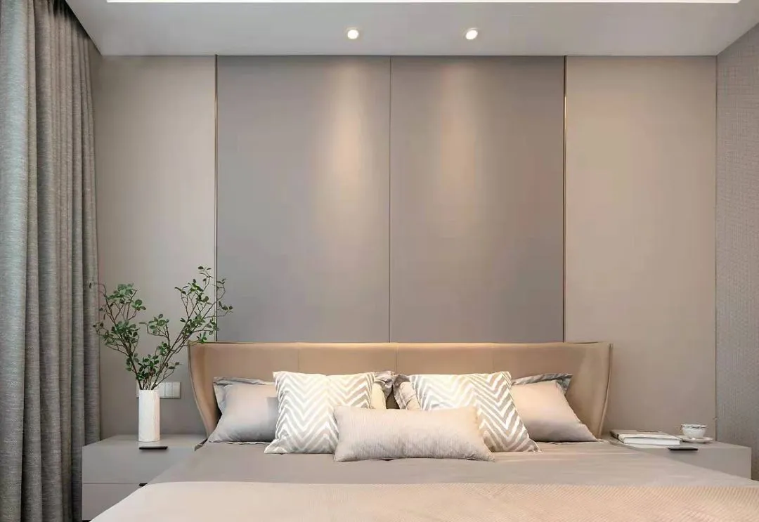 140㎡现代轻奢风格新房装修，卧室背景墙加分