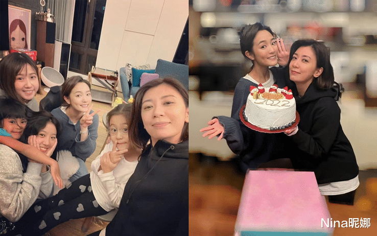 卫衣|贾静雯家庭聚会，穿连帽卫衣内长外短好拉垮，俩女儿眼睛都超像爸