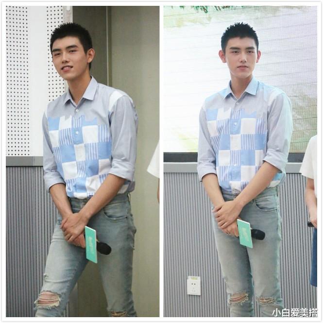 小白爱美搭|陈凯歌陈红的儿子陈飞宇,穿着条纹衬衫好帅气,阳光男孩气质尽显