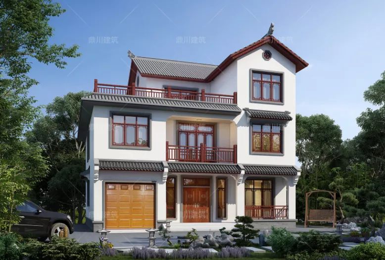 12×12米三层中式别墅，7室3厅+茶室+车库，让人一见倾心