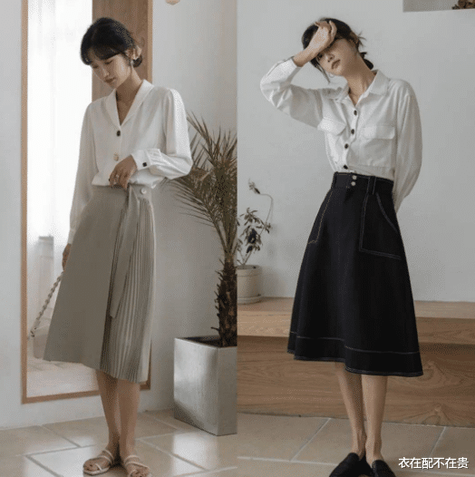 衣在配不在贵|49岁洪欣没有“阿姨感”，衬衫的颜色选的很妥当，看着更像小姑娘