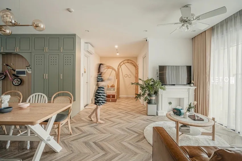 99㎡亲子宅,复古摩登风,微甜又撩人