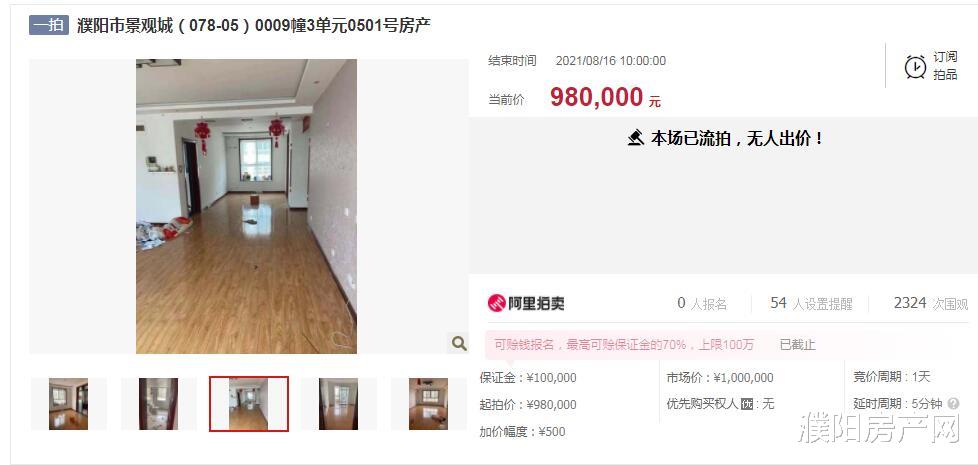 流拍|濮阳6套法拍房因“无人出价”全部惨遭流拍！