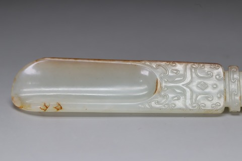 和田玉籽料|舊藏和田玉籽料“兽面柄勺”