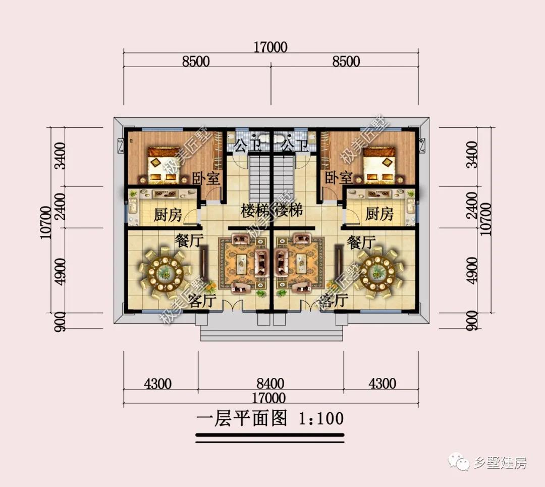 |17×10.7米欧式双拼别墅，感情深厚的兄弟都爱这样建