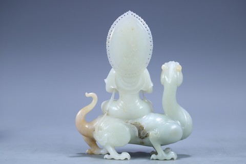 文殊菩萨|旧藏 老和田玉文殊菩萨雕像