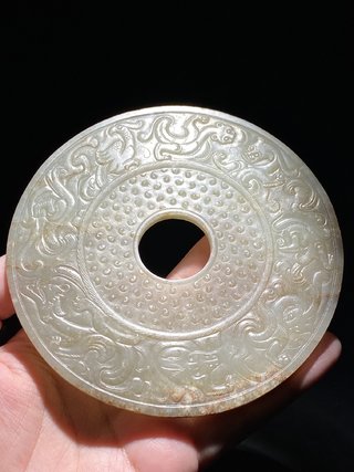 和田玉籽料|明以前 和田玉籽料 螭龙 螭虎 凤纹 乳钉纹 玉璧