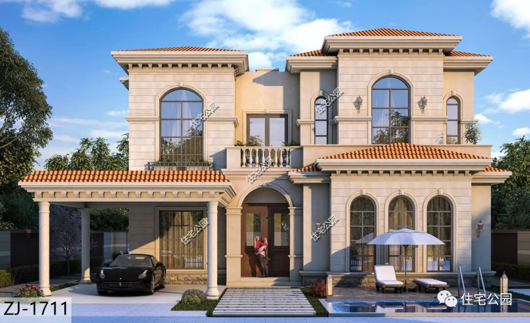 |旋转楼梯+开放车库，14×15温馨别墅，简单布局舒享生活