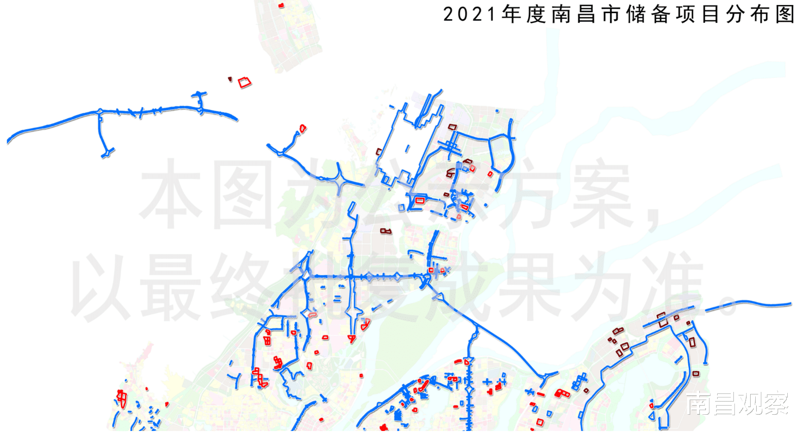 南昌观察 南昌储备项目分布图公布,东站新区、VR科创城、洪都新城项目密集
