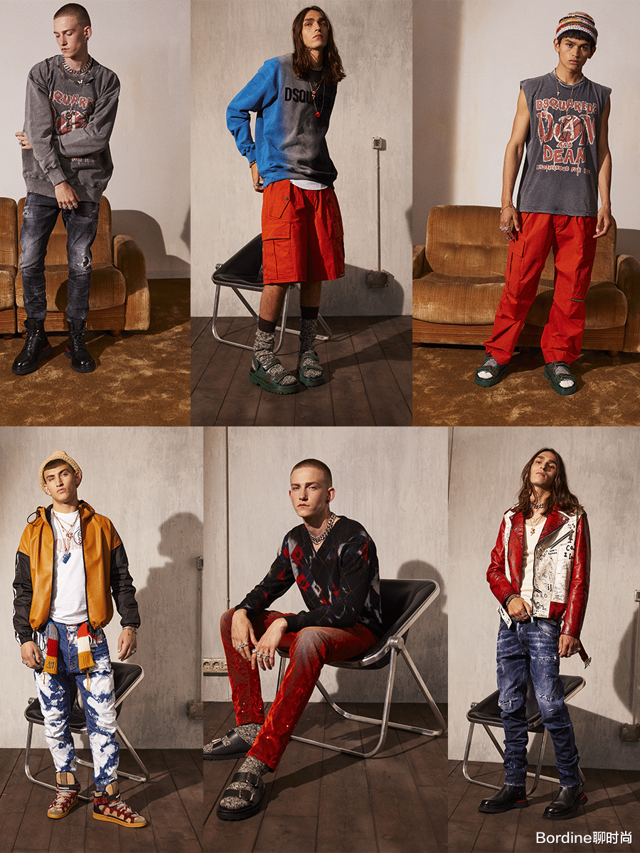 Bordine聊时尚 Dsquared2 2022春季,看起来并不怎么搭调的穿搭,则更为坚强