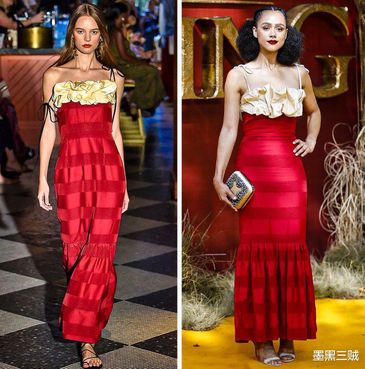 电影|模特明星大对决？同款时装T台红毯秀，15组对比照