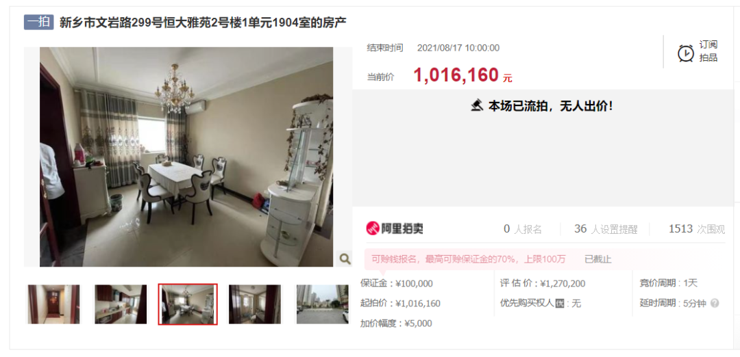 |101万无人买！河南一套大户型住宅，惨遭流拍！