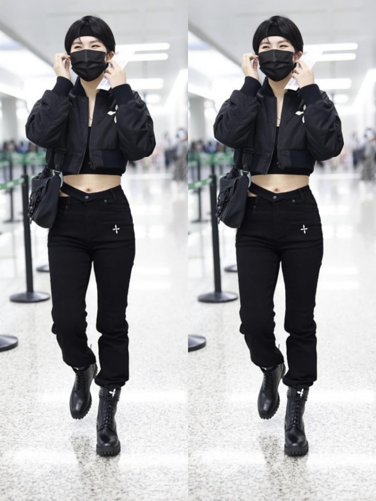 穿衣搭配 华为二公主不走甜美路线改走帅气风，感觉挺适合的，戴发带好帅气