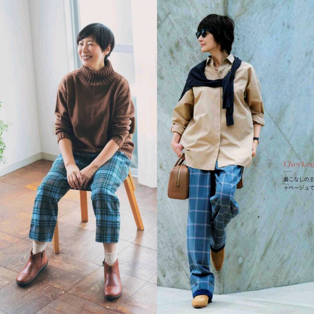 静静时尚达人|40+女人的“格子元素”高级穿法：这么搭配挺潮流，吸睛度max
