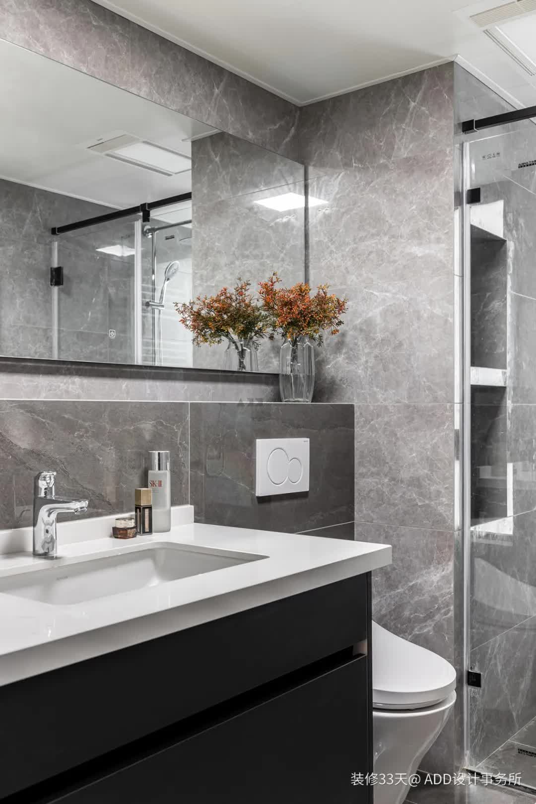 |装修设计:120平现代简约灰色素雅实用四室