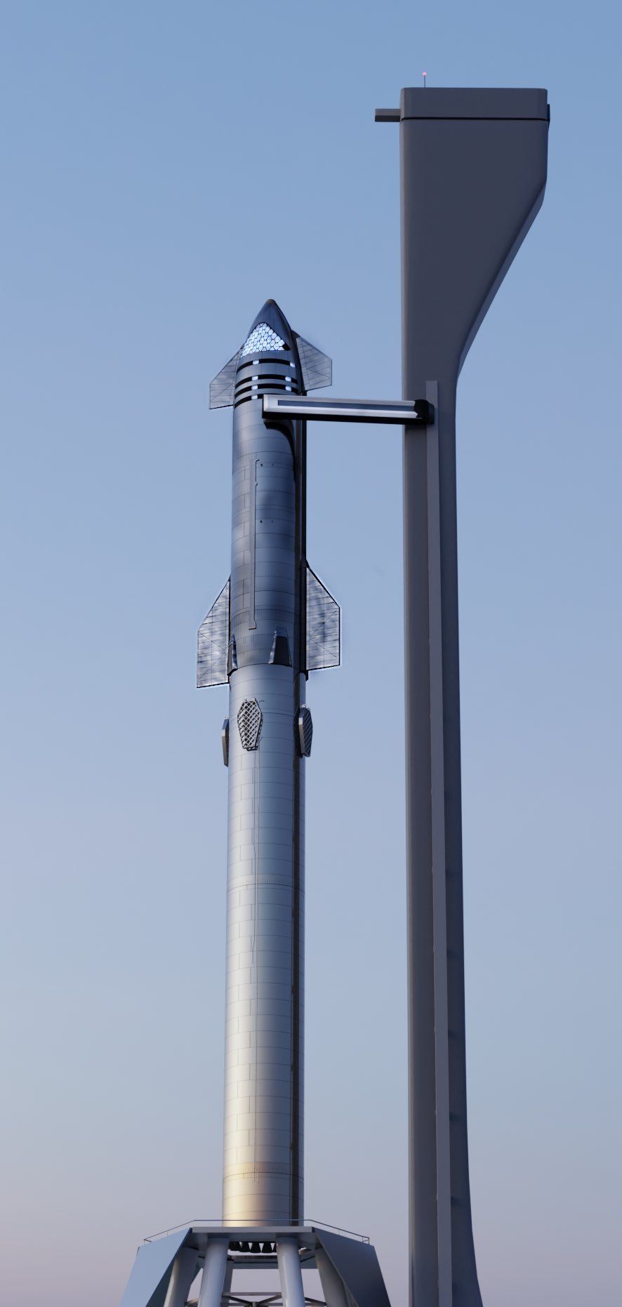 SpaceX SpaceX超重型助推器已经安装在发射台，星际飞船将堆叠到最大高度