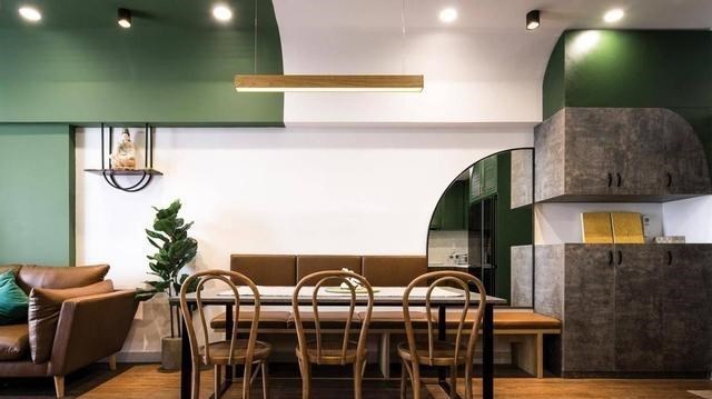 78㎡装出2卧室+书房+衣帽间，并用复古绿填满，小户型值得借鉴