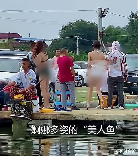 四川省 四川一钓鱼场为吸引客人，使出美人计，让女模特穿泳衣点烟送水