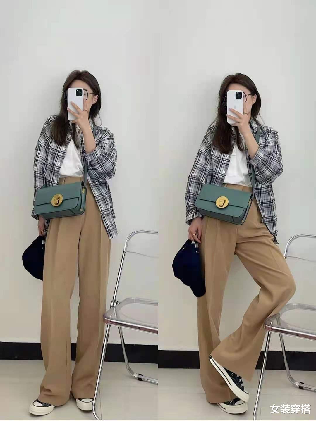 女装穿搭|秋天卡其色裤子搭配什么颜色上衣