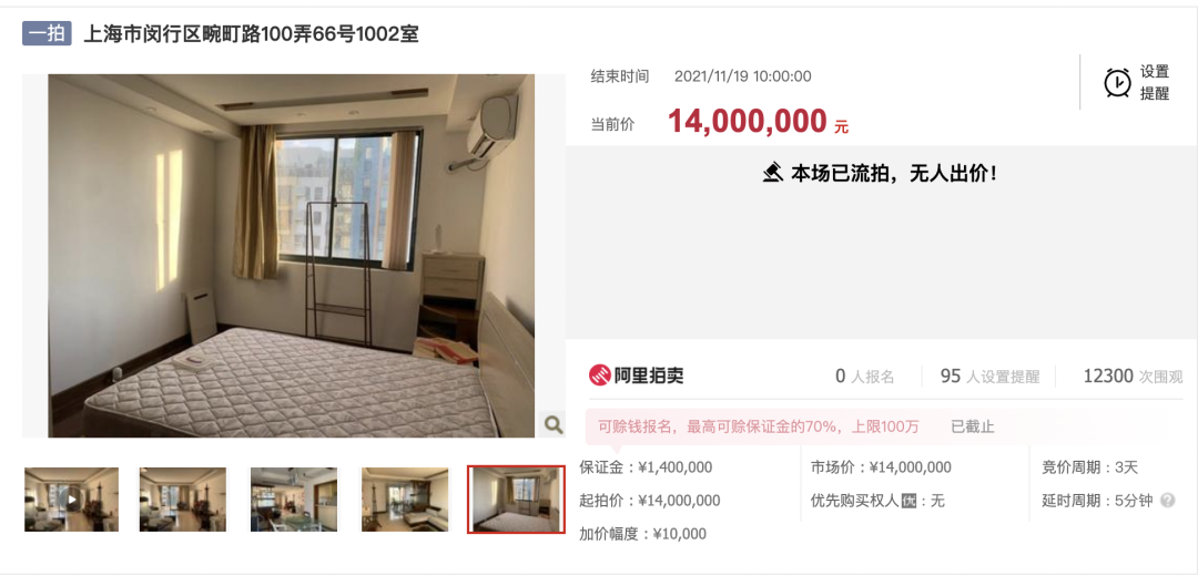 闵行|1400万没人要！上海闵行一处住宅流拍！