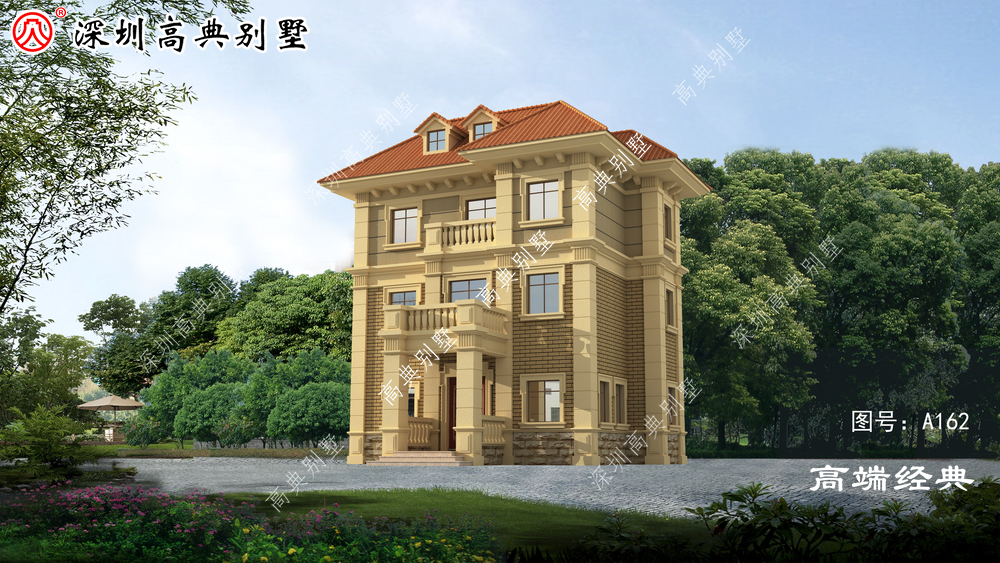 屋檐用橘色琉璃瓦做装饰,色调统一,颜色十分简单温馨