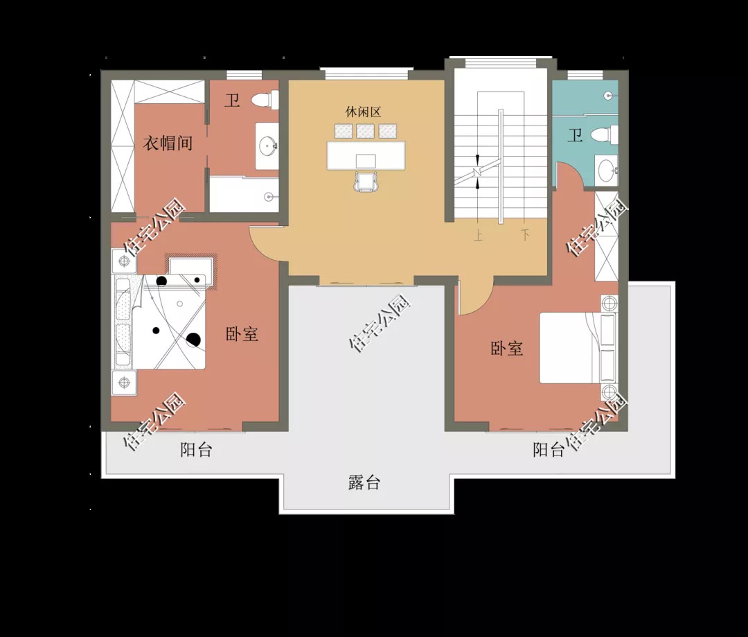 |大堂屋+多套间，15×12米现代别墅，时尚又实用