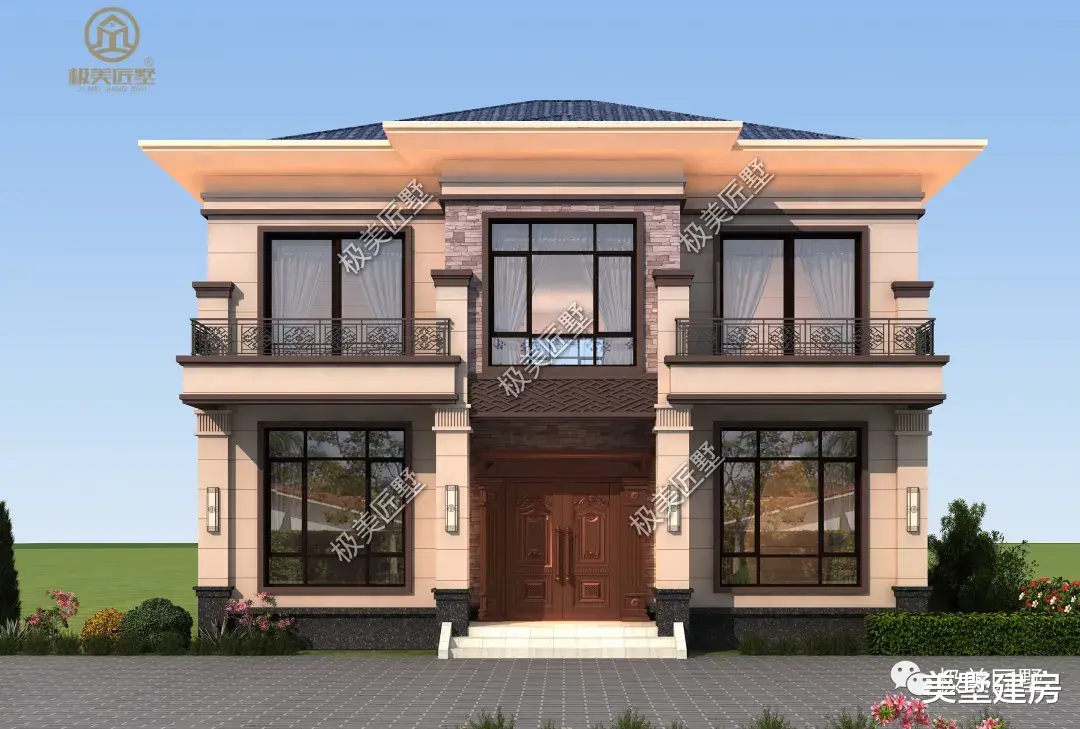 |12×12米，方正对称的两层简欧别墅，喜欢欧式风格的不要错过！