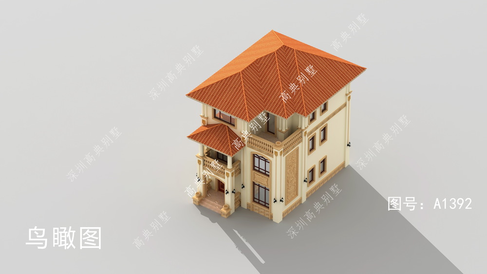 大方华丽的欧式别墅，给人一种宏伟的感觉，造型简单。