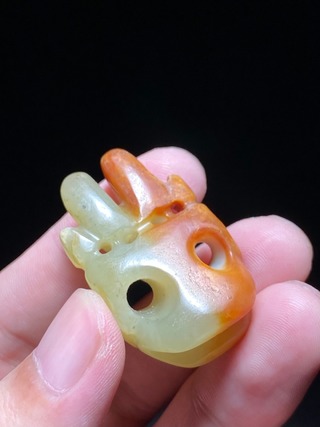 和田玉籽料|明 和田玉籽料 黄玉 玉神人