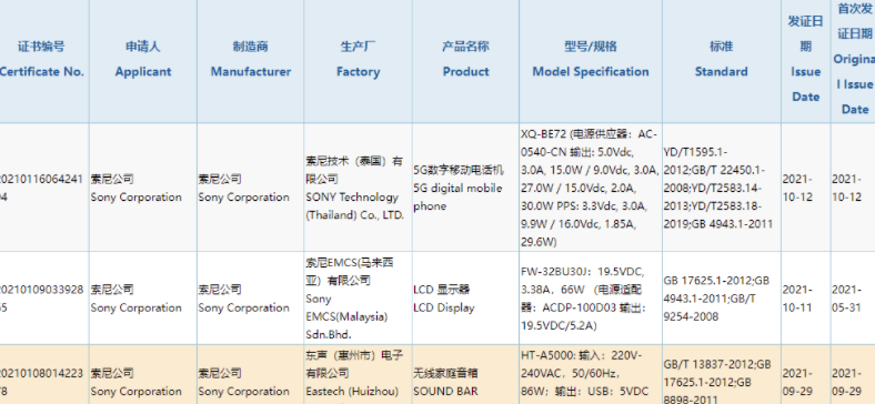 索尼Xperia|10月26日发布？索尼新机通过3C 认证，或是索尼Xperia 5国行版