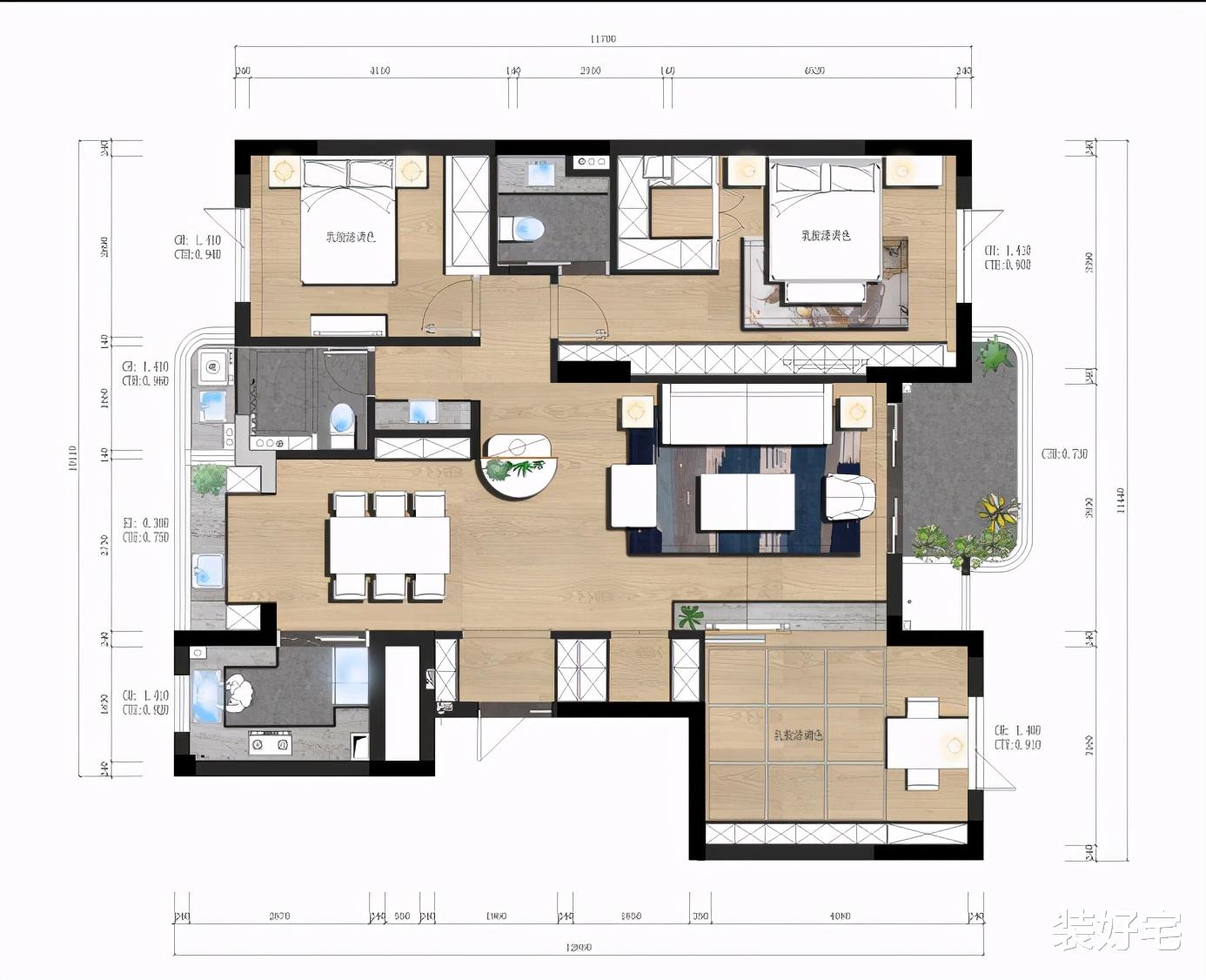 甲醛|139平原木风，玄关就非常吸引人，卧室这样装，衣柜书桌都有了