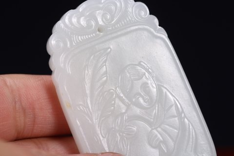 |和田玉童子祝寿牌、玉质细腻紧密