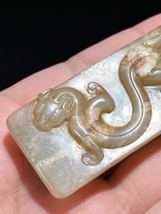 和田玉籽料|明以前 和田玉籽料 螭龙纹 剑璏