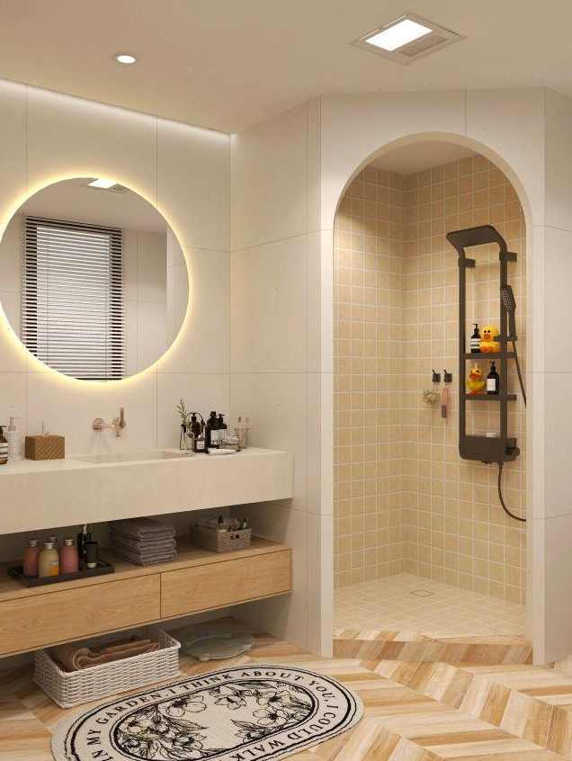 |5平卫生间有亮点黑色花洒高颜值又实用!