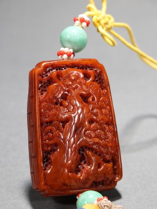 老蜜蜡|清代 老蜜蜡鹿鹤同春挂件