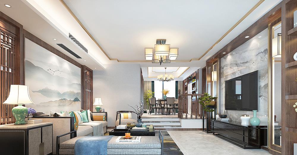 新帝雅|长沙夫妻的266㎡新中式风装修火了，入户就足够惊艳，客厅韵味十足