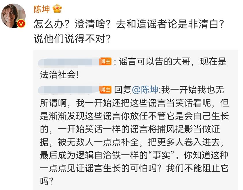 洪欣|陈坤：我就不辟谣