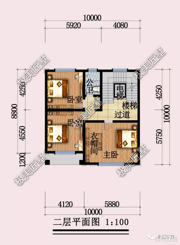 10×10米，简欧风格的四层别墅，你就是村里最靓的仔