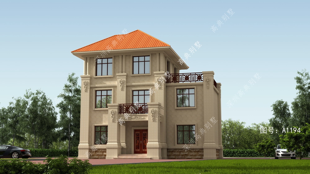 这款三层欧式别墅，精致的立面线条，非常气派。