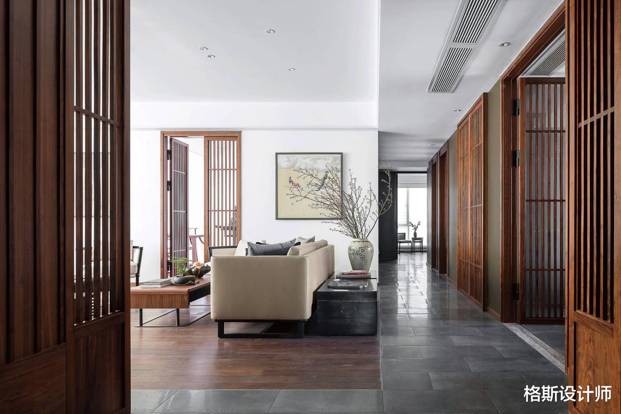 格斯设计师|230平米新中式大宅,全屋充满东方韵味,透着淡淡的禅味