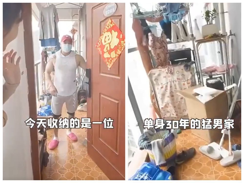 一位30岁单身男子,家里杂物堆积成山,请5位整理师整理后太干净