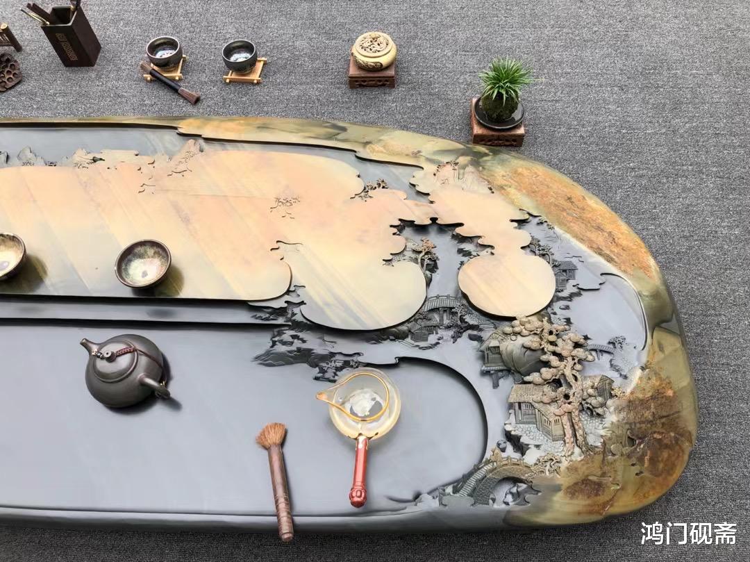 雕刻|在几万吨石头中，挑出4块极品“美石”，请国家级传承人雕成茶盘