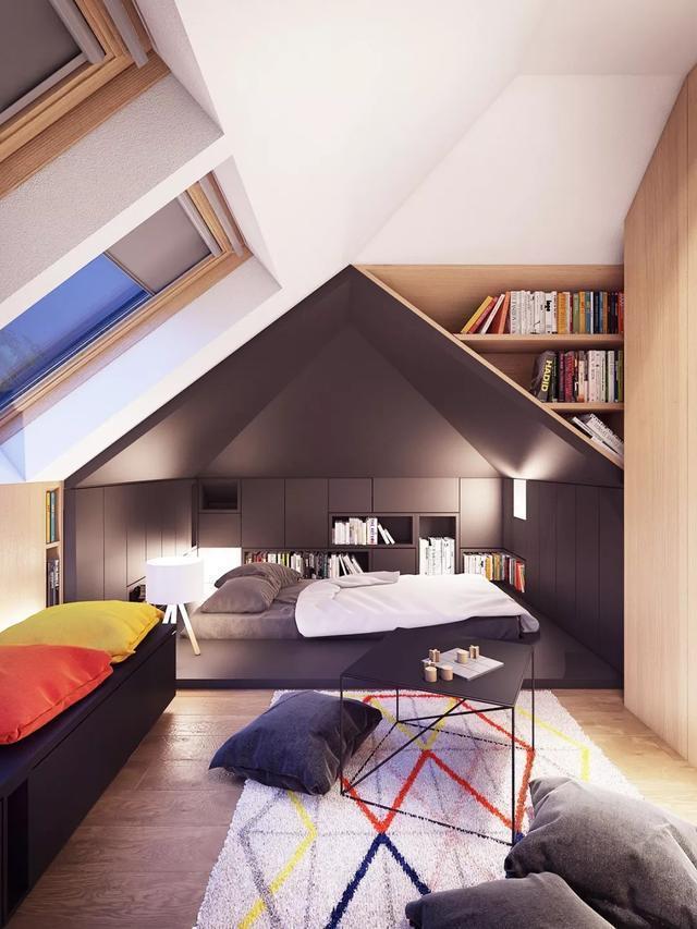 榻榻米已经落伍了,现在流行这种一体化的地台卧室设计