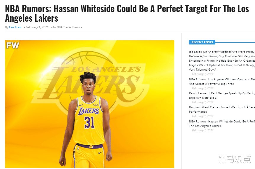 湖人队|仅仅一夜，湖人或交易12盖帽强力内线，勇士有意交易榜眼控卫