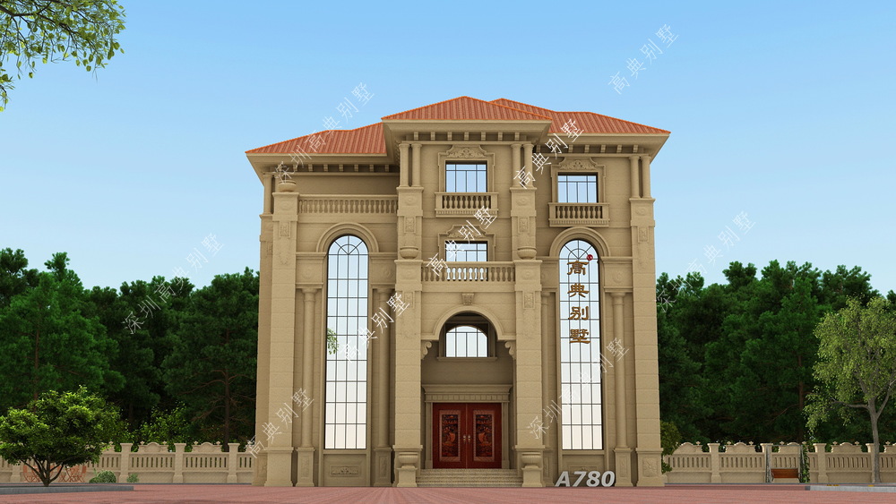 豪华欧式别墅设计,整体造型很是好看,四面开窗,有利于室内通风